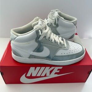 Silver and White High-Top Sneakers